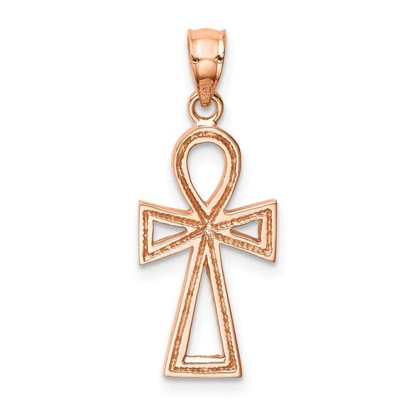 14k Rose Gold Polished Ankh Pendant